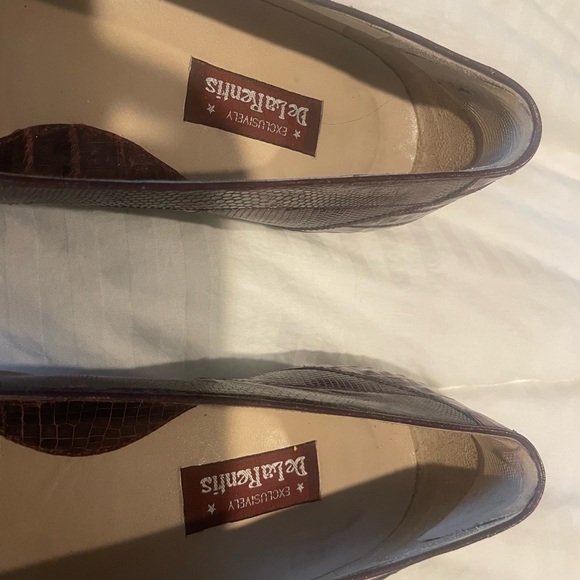 Men’s De La Rentis crocodile shoes, burgundy/brown - Picture 3 of 7